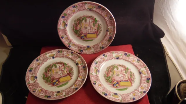 Service de 3 assiettes plates en faience de Maastricht modèle Orient