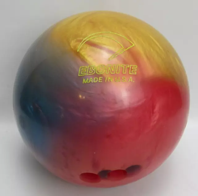Ebonite Maxim Blue Red Gold Swirl Marble Bowling Ball 10 Lbs Small Holes
