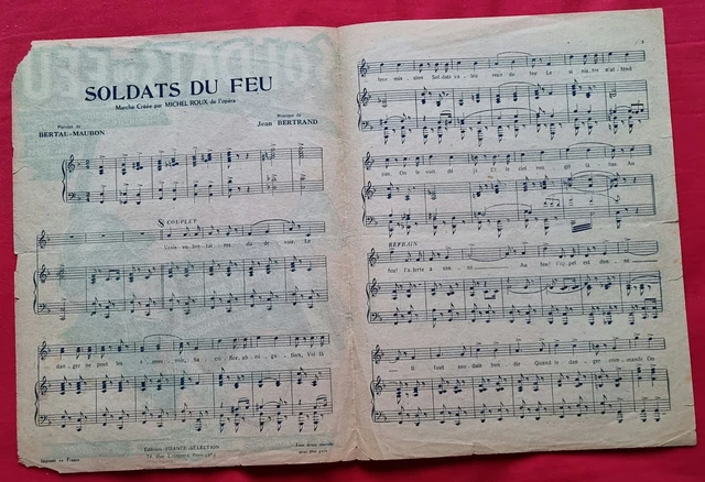 RARE PARTITION MUSIQUE De Film Soldats Du Feu Sapeurs Pompier Disque