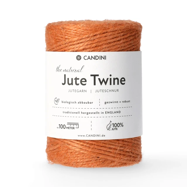 Jutegarn - orange , 100m, 2-3mm Jute - Schnur Kordel Paketschnur Bastelschnur