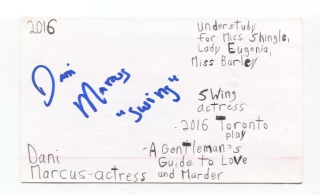 Dani Marcus Signed 3x5 Index Card Autograph Actress Law And Order Pokemon