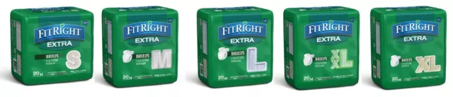 FitRight Extra Underwear Moderate Adult Diapers Briefs 20Ct Size M Waist  28-40