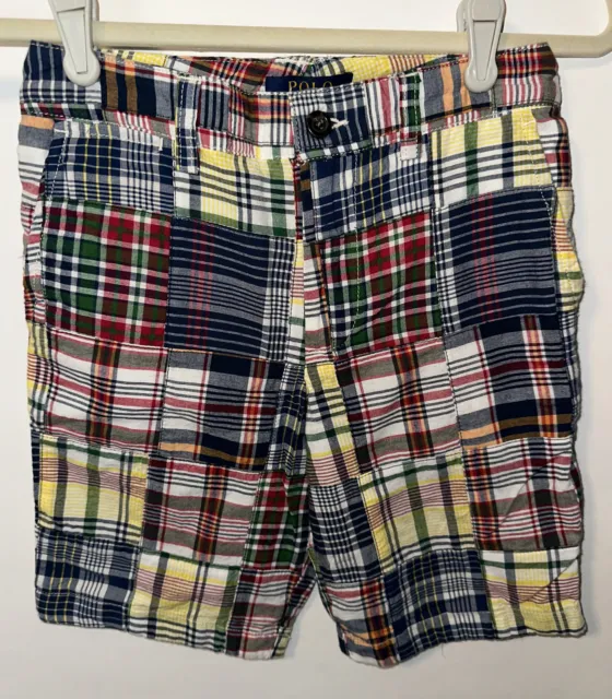 NEW Boys Girls Kids POLO RALPH LAUREN Madras Patchwork Cotton Shorts Pants Sz 8