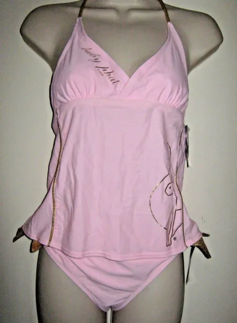Girls Rare Vintage Baby Phat Pink Gold 2-Piece Apron Back Tankini Swimsuit Sz 10