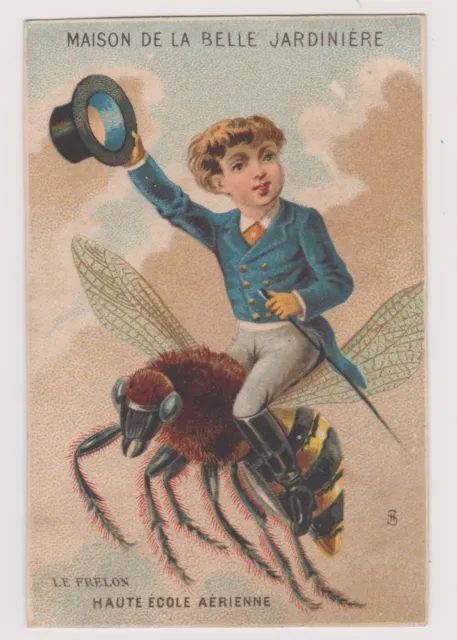 Victorian Chromo Advertising Trade Card Fantast Boy In Top Hat Flying A Wasp