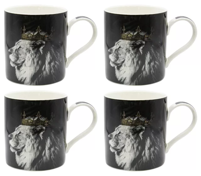 Conjunto De 4 Rey León Tazas Porcelana Fina Taza de Café Set En Cajas de Regalo