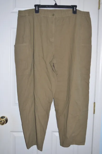 NWT Eileen Fisher Organic Cotton Hemp Olive Green Cargo Pants Ankle Pants 2X