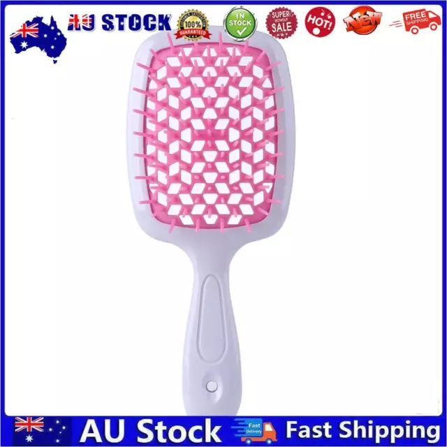 AU Wide Teeth Air Cushion Comb Scalp Massage Salon Hair Brush (White Pink)