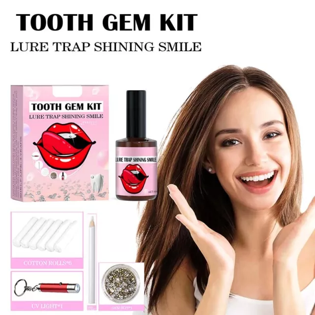 DIY TOOTH GEM Kit with UV Light Adhesive Glue Sparkle Crystals Starter