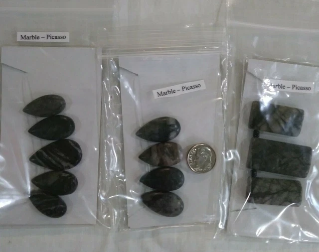 Lot of 3 Different Picasso  Marble  Gemstone Focal Pendant Bead Sets