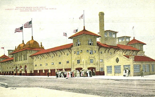 Vintage Postcard-Redondo Beach Bath House, CA