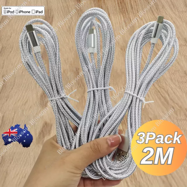 3X Braided Fast USB Cable Cord Charger For iPhone 6 7 8 11 12 13 14 Pro Max iPad