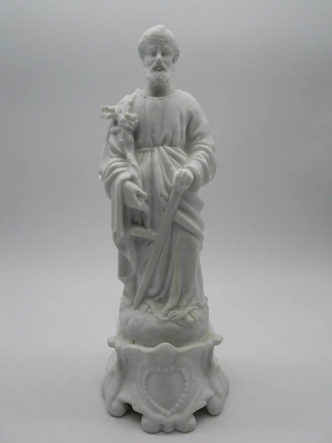 23,5 Cm SUPERBE FIGURINE / STATUETTE BISCUIT / PORCELAINE " SAINT JOSEPH "