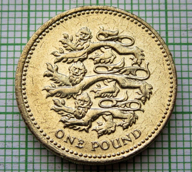GREAT BRITAIN 1997 1 POUND, Heraldic Emblems series – ENGLISH LIONS, UNC