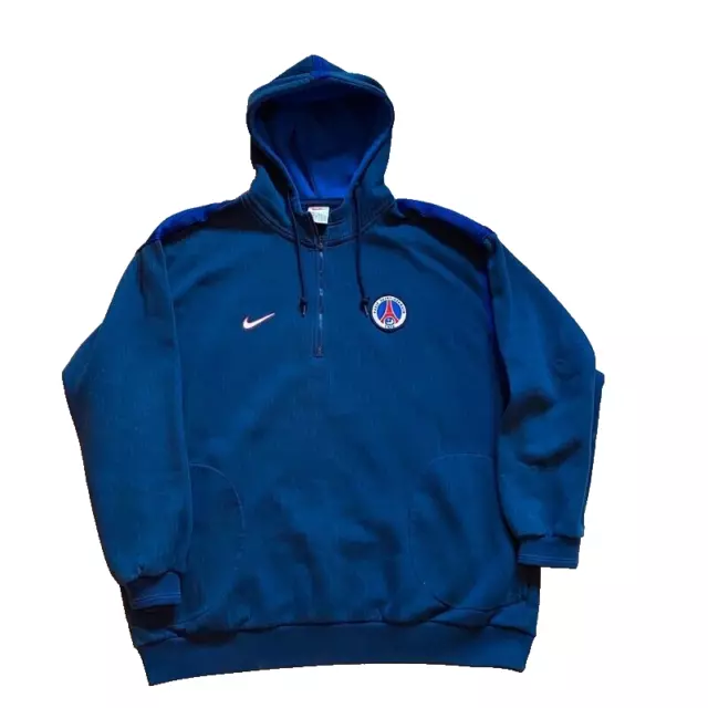 Vintage Paris Saint-Germain 90's Football Hoodie Nike Adults L PSG Navy Swoosh
