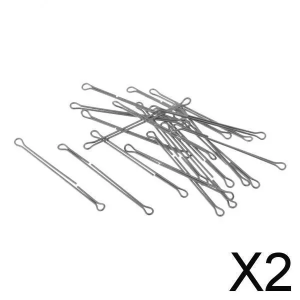 2X 20pcs Double Eyed Wire Shank Waddington Shank for Fly Lure Tying Length 45mm