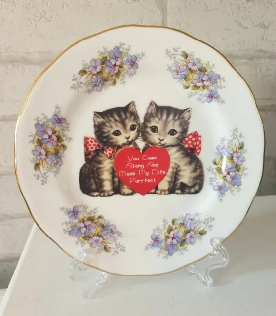 Vintage Recycle Kitten Cat Valentine Love Decal Ornamental China Tea Plate HL04