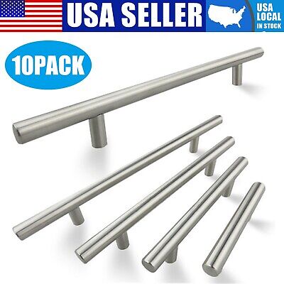 10Pack Brushed Nickel Kitchen Cabinet Pulls Stainless Steel Drawer T Bar Handles