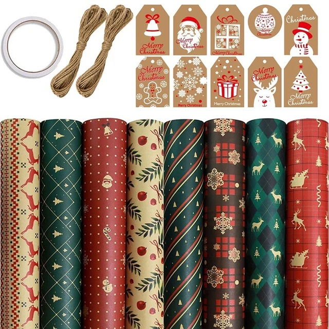 8 Hojas Envoltura de Regalo, para Navidad Birtay Fiesta Envoltura Papanicolaou P3D1