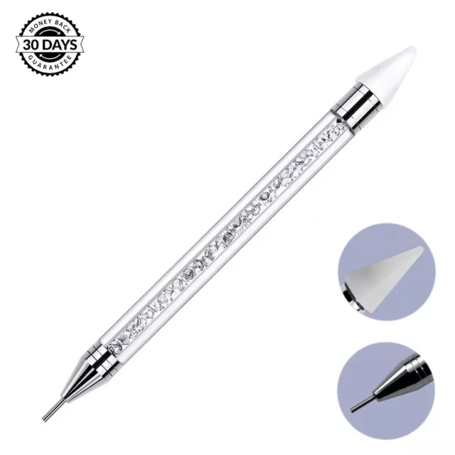 Wax Nail Art Rhinestone Picker Pen Clear Dual Ended Crystal Gem Tool FREE P&P UK