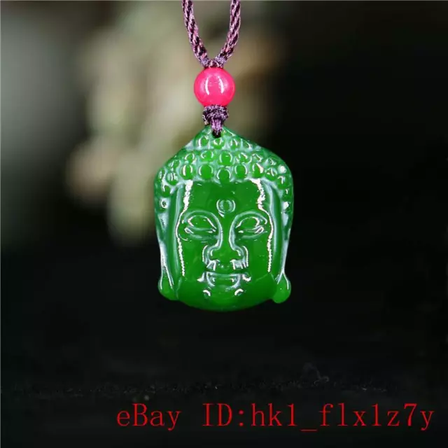 Green Jade Buddha Pendant Gifts Amulet Natural Jewelry Jadeite Chinese Necklace