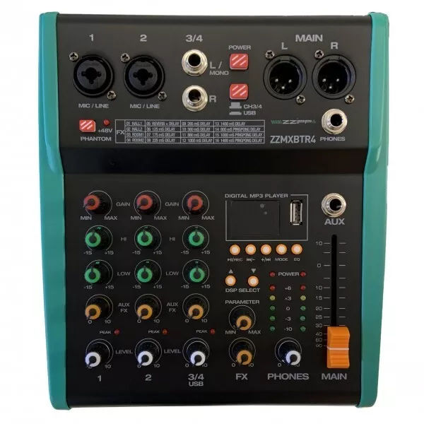 Mixer Audio Con Dsp - Usb - Bluetooth - Mp3 - 4 Canali Professionale Zzipp