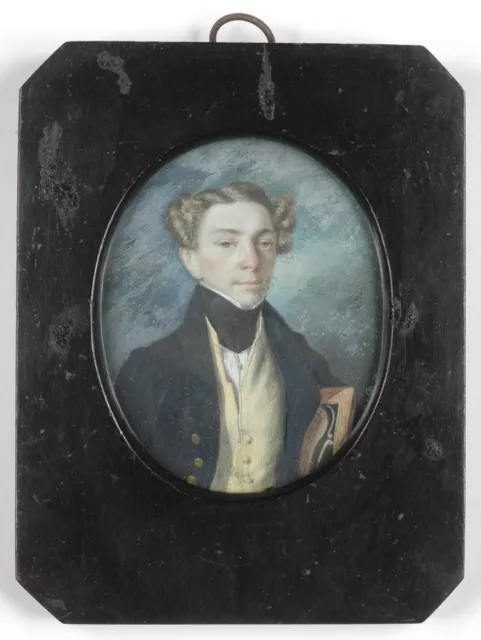 "Portrait of a young gentleman", German (Austrian?) miniature, ca.1830