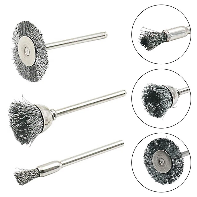 Juego de cepillos de alambre de acero inoxidable para eliminar óxido y pulir metal de 3 piezas