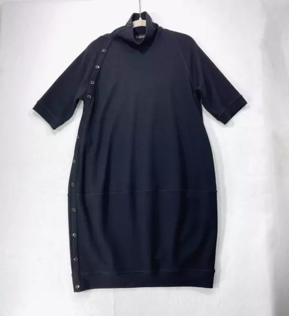 Y's Yohji Yamamoto Dress Women Chest 40" Black Mock Neck Shift Midi Oversized