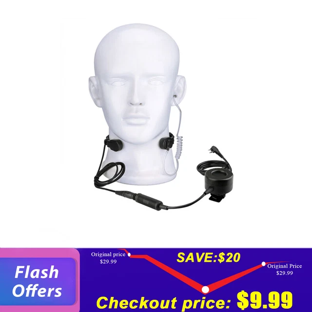 RETEVIS ETK006 Z Tactical Throat Mic Headset PTT Connector: Motorola 2pin plug