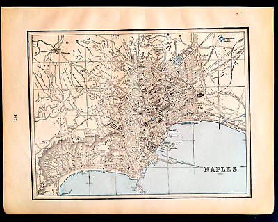 Atlas Map Naples 1893 Vintage Original Antique 2