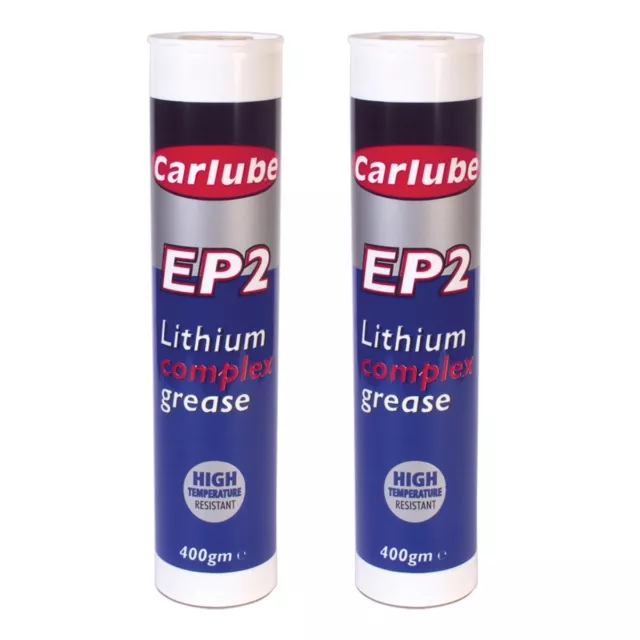2 x Carlube EP2 Lithium Complex Grease Cartridge Wheel Bearing Chassis Lubricant