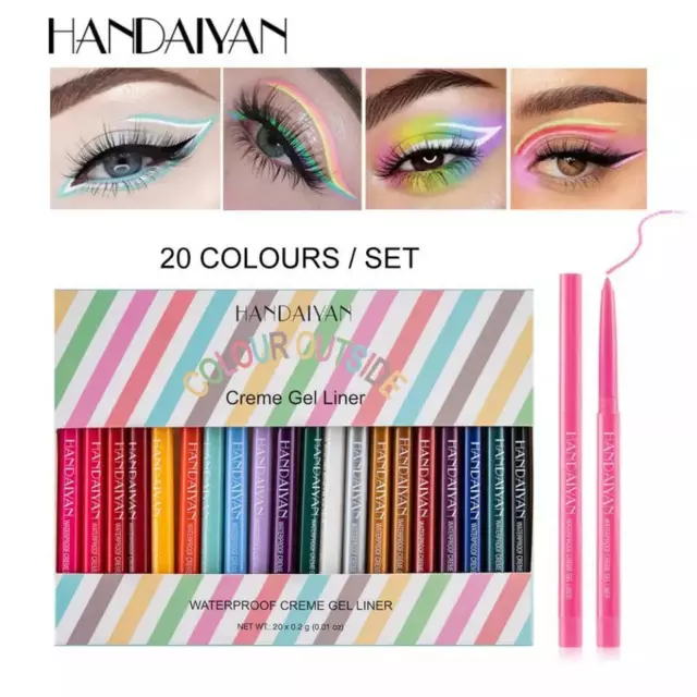 20 ColorsEyeliner Set Wasserdicht Eyeliner Bleistift Langlebig Matt Eyeliner Liner