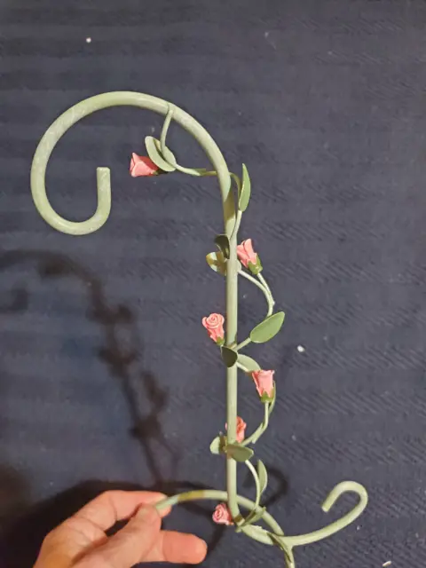 Vintage Plant Hook Bird Cage Decorative Roses bluish Colored Metal Hanger 3