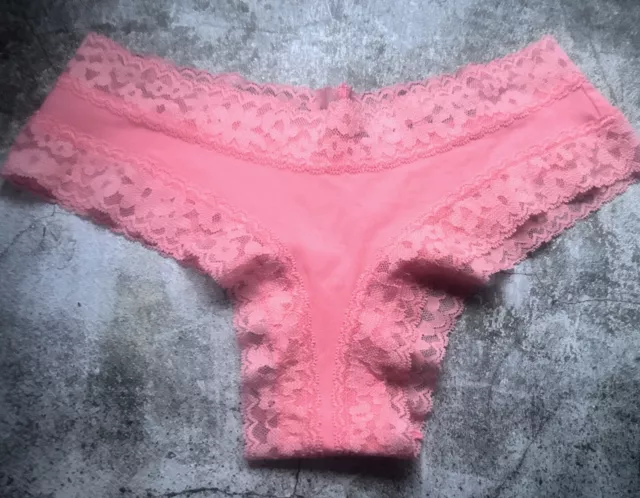 NWOT VICTORIA'S SECRET COTTON LACE WAIST CHEEKY Panty Lace Waist Pink Small  $14.99 - PicClick