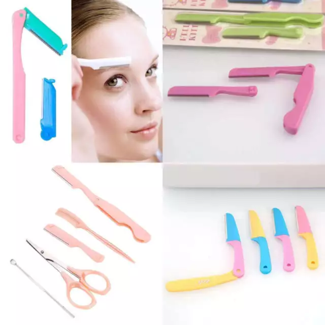 Folding Women Eyebrow Razor Trimmer Blade Shaper Shaver Face Lip Hair Remove Set