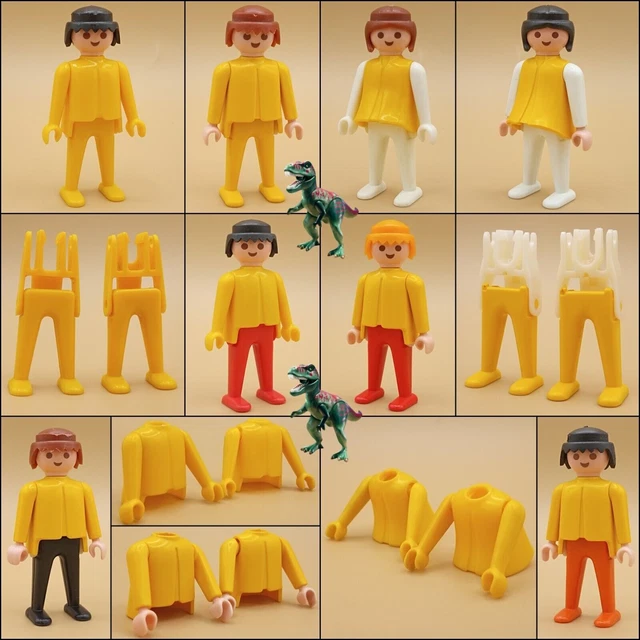 PLAYMOBIL HOMME EN Bleu Avec Foulard Cheveux Jaunes Vintage Geobra