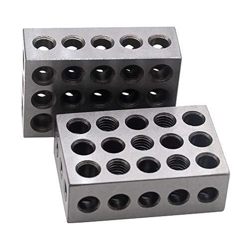 Oudtinx 1-2-3 Blocks Matched Pair Hardened Steel 23 Holes 1x2x3 Set Precision...