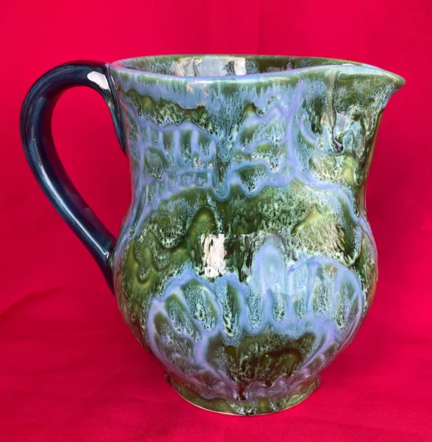 Superbe Pichet Vase en Céramique RICARD Vert et Bleu CONGUIS Ile de Bendor 18cm