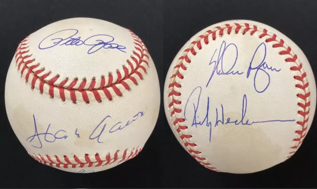 All Time Kings Signed Baseball LSC Hank Aaron Nolan Rose Henderson Auto HOF JSA