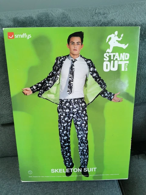 Abito di Halloween da uomo teschi scheletro si distinguono costume Smiffys PICCOLO