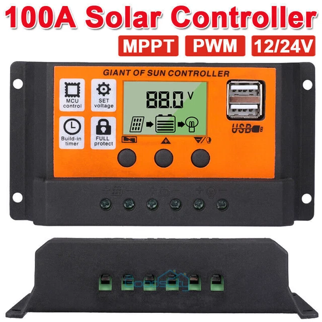 100A Solar Panel Kit Regulator Charge Controller 12/24V Auto Focus Tracking MPPT