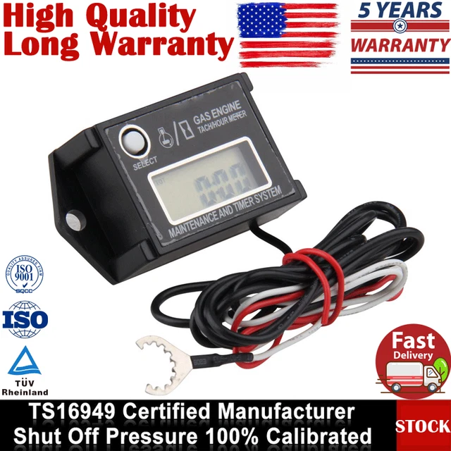 WATERPROOF MINI TACHOMETER Tach Hour Meter Tachometer Gauge for Gas