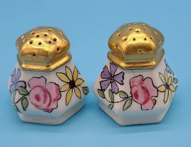 Art Nouveau Hand Painted Porcelain Salt & Pepper Shakers Royal Vienna Austria