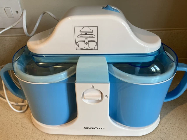 SILVERCREST DUO ICE Cream Maker Home Made Blue White Make 2 flavours at a time EUR 17 96 PicClick IT