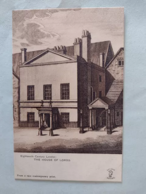 Postcard, Eighteenth Cent London, House Of  Lords, From A Rare Copperplate Print