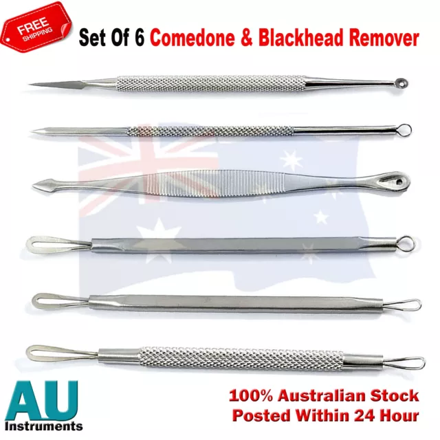 Blackhead Remover Acne Pimple Whiteheads Cleaning Comedone Extractor Set Of 6