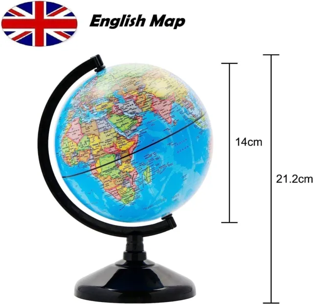 Exerz Educational World Globe 14cm - Political Map - Swivel Rotating Desk Top Gl 2