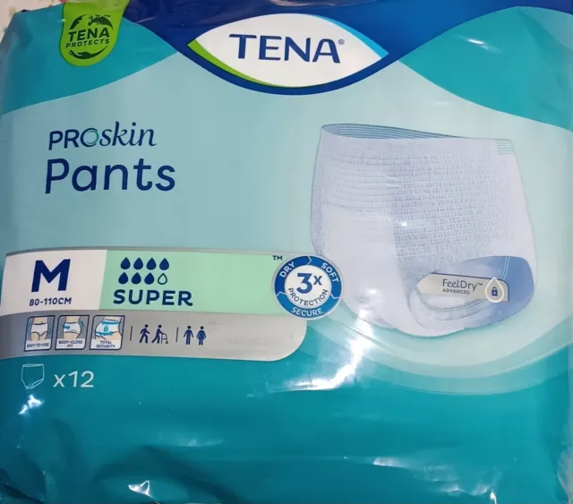 TENA PROSKIN INCONTINENCE Pants (Pack of 12) ☆FREEPOST☆ REDUCED £10.95 ...