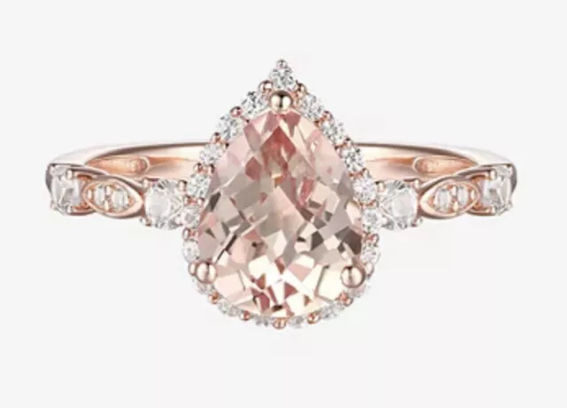 Pear Cut Lab Created Pink Sapphire 14k Rose Gold Plated Sterling Silver 7 Ring